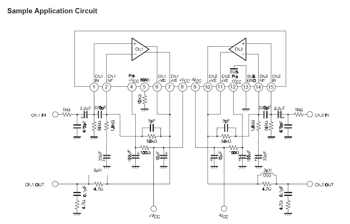 STK402-040 Two-Channel Class AB Audio Power Amplifier IC 25 W + 25 W