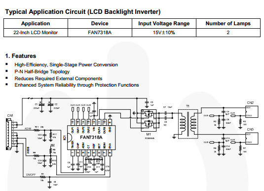 FAN7318A ไอซีแอลซีดีแบ๊คไลท์ไดร์เวอร์ PWM คอนโทรล / LCD Backlight ...