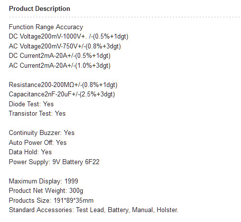 FTIKE_DT-9205A Digital Multimeter
