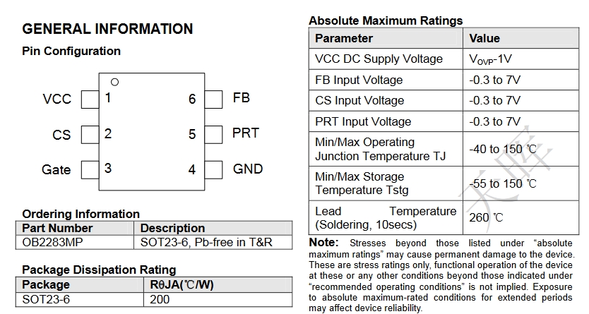 Ob2281 Module OB2283MP ไอซีสวิทชิ่งไดร์เวอร์ PWM คอนโทรล