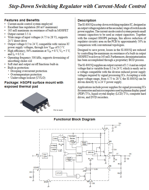 SI-8005Q ไอซีสวิทชิ่งเร็ตกูเลเตอร์สเต็ปดาว์นคอนเวอร์เตอร์
