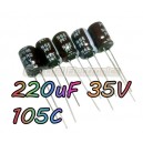 220uF-35V-105C อิเล็คโทรไลค์คาปา-(แพ็คละ5ตัว)