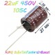 22uf-450V-105C KMQ-อิเล็คโทรไลท์คาปาซิเตอร์