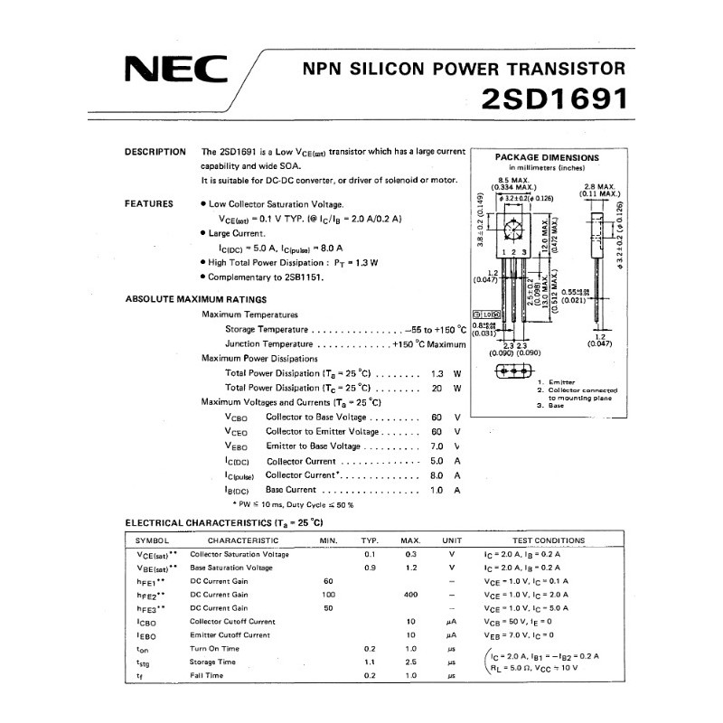 2sd1961.jpg 2SD1961-(TO-126) NPN-ไดร์เวอร์ทรานซิสเตอร์-60V-5A